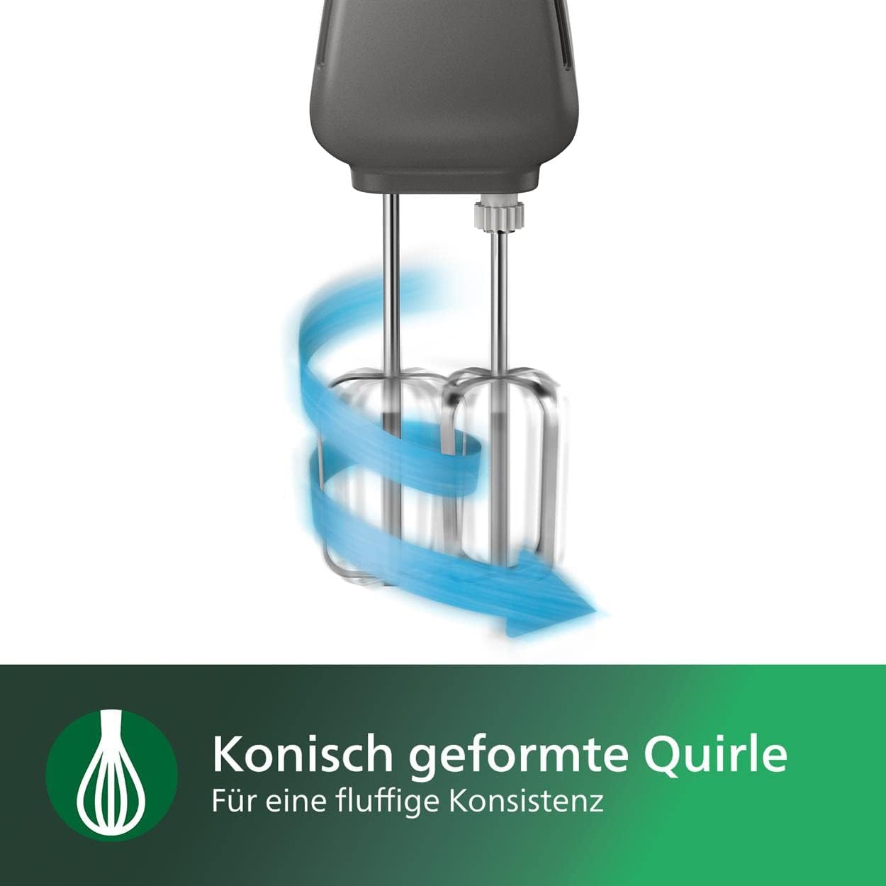 Philips Domestic Appliances HR3741/00 Handmixer, 450 W, 5 Geschwindigkeiten plus Turbo ,‎21.41 x 20.8 x 11.4 cm, weiß/schwarz