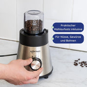 Safecourt standmixer – Kraftvoller Smoothie Maker, Blender & Mixer [1300W & 1,5L Glasbehälter] – für Smoothies, Shakes, Suppen, Dips und mehr [inkl. Sportbecher To-Go + Kaffeemühle]
