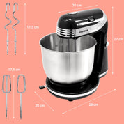 Syntrox Germany Küchenmaschine Knetmaschine Rührbesen Knethaken Standmixer KM-250W Delight mit 3 Liter Edelstahlschüssel