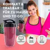 GOURMETmaxx Mixer & Smoothie Maker 4-tlg. | Standmixer elektrisch für den Vitaminkick to go | Nutrition Mixer mit auslaufsicherem Deckel | Blender, Food Processor für Shakes & Co.