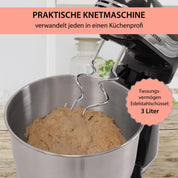 Syntrox Germany Küchenmaschine Knetmaschine Rührbesen Knethaken Standmixer KM-250W Delight mit 3 Liter Edelstahlschüssel