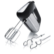 Arendo - Elektrischer Handmixer Handrührer 500 W - inkl. 2 Rührbesen und 2 Knethaken aus Edelstahl – Handrührgerät - Hakenentriegelung – Turbotaste – Thermosicherung – Edelstahloptik - schwarz