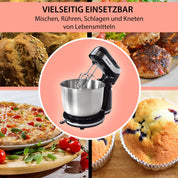 Syntrox Germany Küchenmaschine Knetmaschine Rührbesen Knethaken Standmixer KM-250W Delight mit 3 Liter Edelstahlschüssel
