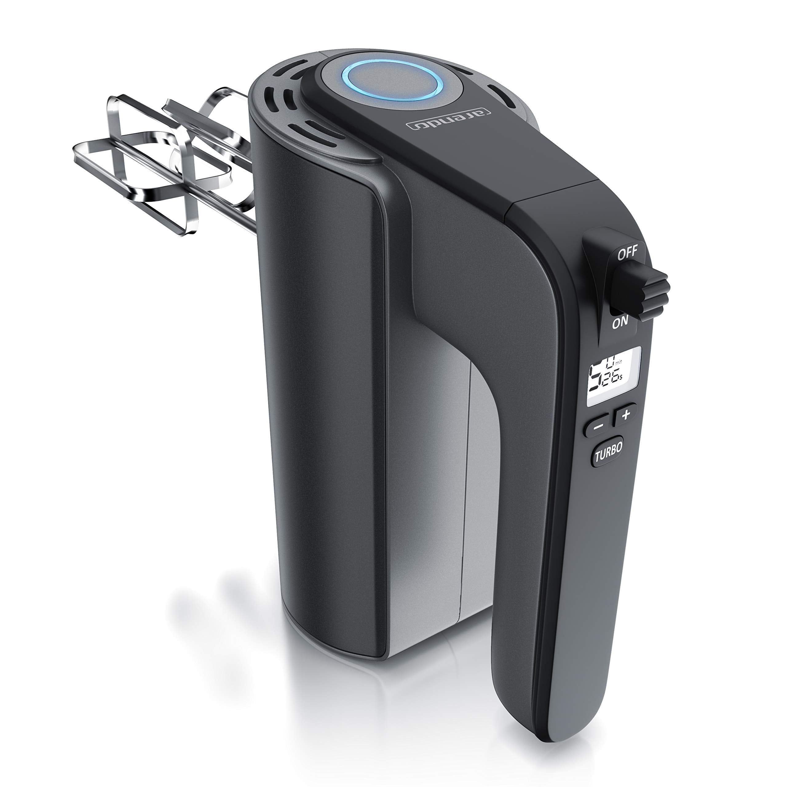 Arendo - Elektrischer Handmixer – Handrührer - Mixer Handrührgerät – Hakenentriegelung – Rührgerät mit Turbotaste - Küchenmixer 5 Geschwindigkeiten - Rührmixer Edelstahl
