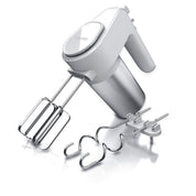 Arendo - Elektrischer Handmixer Edelstahl 400 W - Handrührer mit 5 Geschwindigkeiten inkl. Turbofunktion Edelstahl - inkl. 2 Knethaken aus Edelstahl – ergonomisches Gehäuse – Thermosicherung