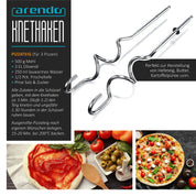 Arendo - Handmixer, Handrührer, 350 Watt, 2 Rührbesen, 2 Edelstahl-Knethaken, spülmaschinengeeignet, 5 Geschwindigkeiten Plus Turbo, schwarz/Silber